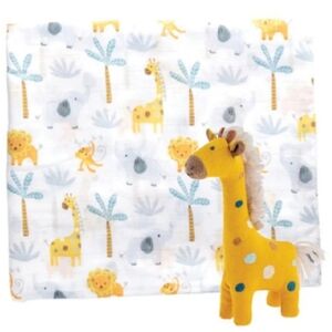 Stephen Joseph Muslin Swaddle & Stuffed Animal Set
